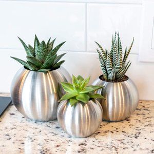 Stainless steel Rustproof Orb Planters, Indoor/outdoor 3 1/2", 4", 5"